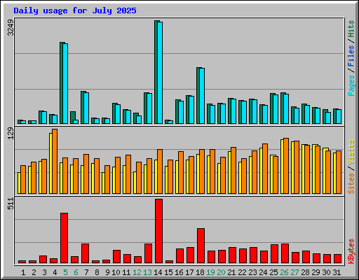Daily usage for July 2025